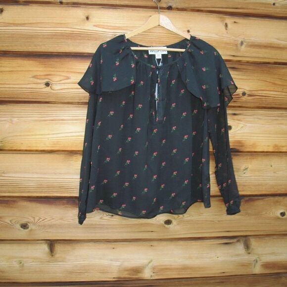 NWT Wildfox Sheer Rose Print Peasant Blouse Top - Picture 2 of 9